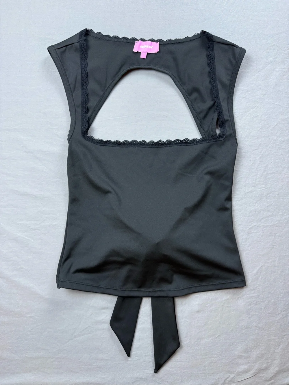 Edikted Black Bow-Back Tank Top